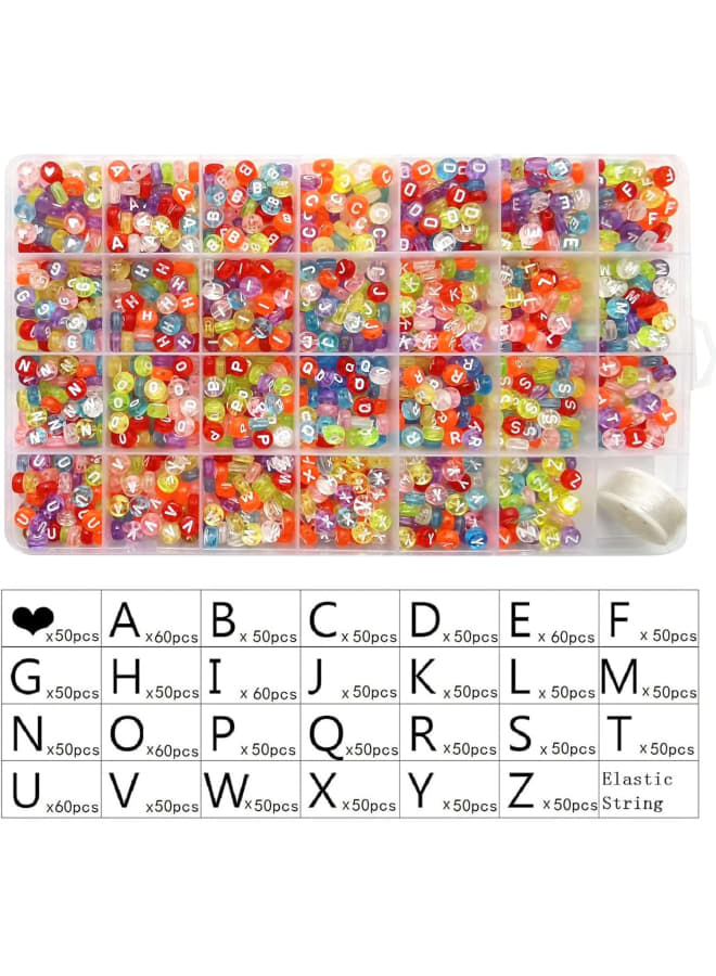 1400pcs Letter Beads 7x4mm Colorful Transparent for Jewelry Making Bracelet Hair Braids Crafts - Image 3