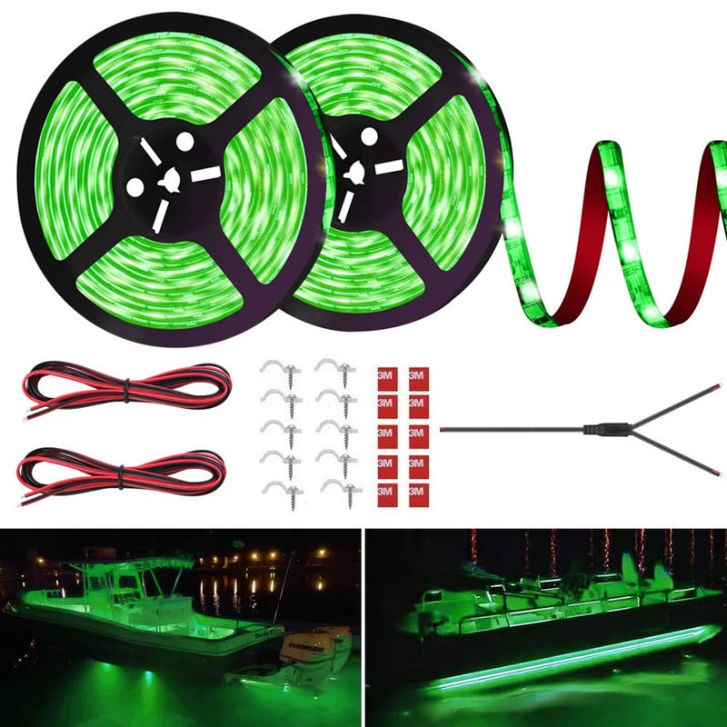 HOKIION LED Boat Strip Lights, 32.8FT Marine Pontoon Led Lights, Waterproof Boat Interior Light, Under Gunnel Lights, Boat Deck Light, Night Fishing Lights, Good for Pontoon Bass Fishing Yacht Kayak (Green) - Image 1