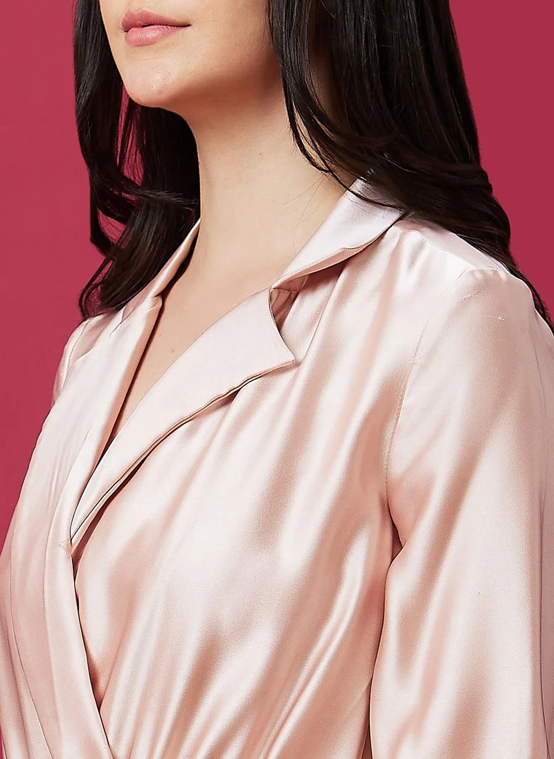 globus Globus Women Lapel Collar Waist Tie Ups Basic Jumpsuit