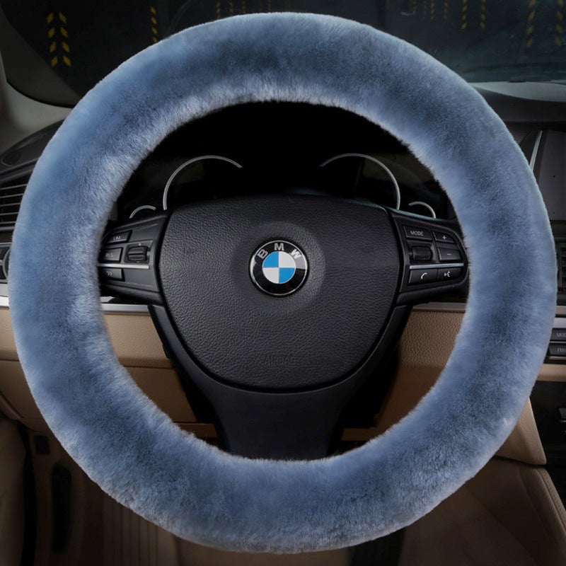 Generic Winter Short Wool Steering Wheel Cover Pearl  - Image 2
