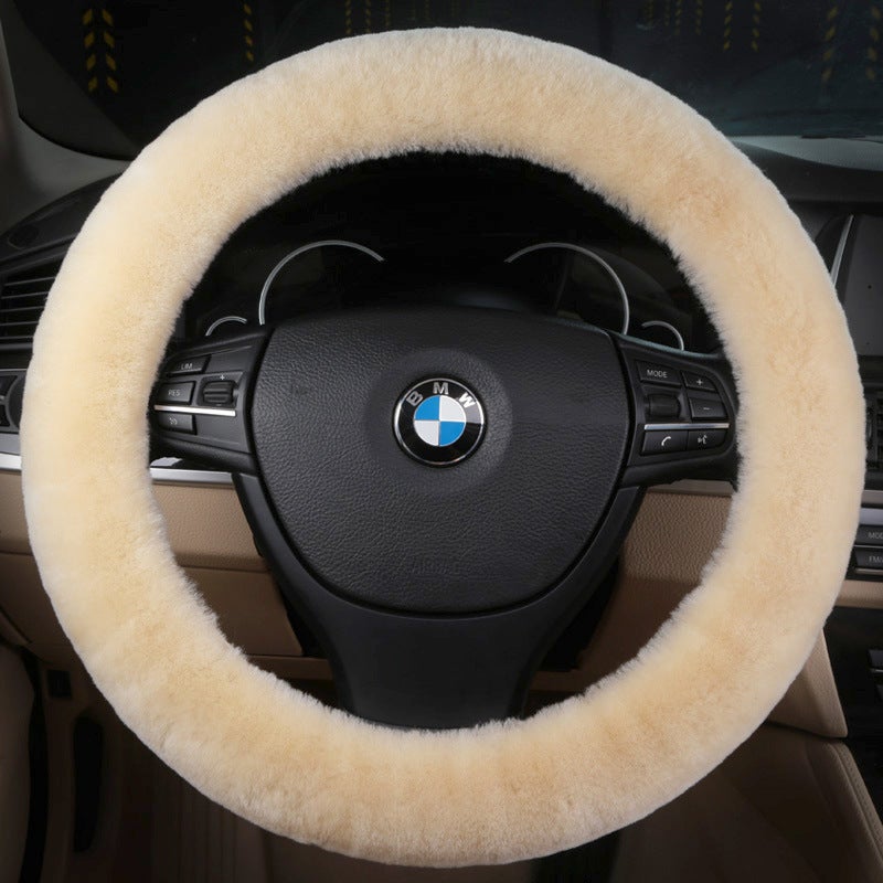 Generic Winter Short Wool Steering Wheel Cover Pearl  - Image 1
