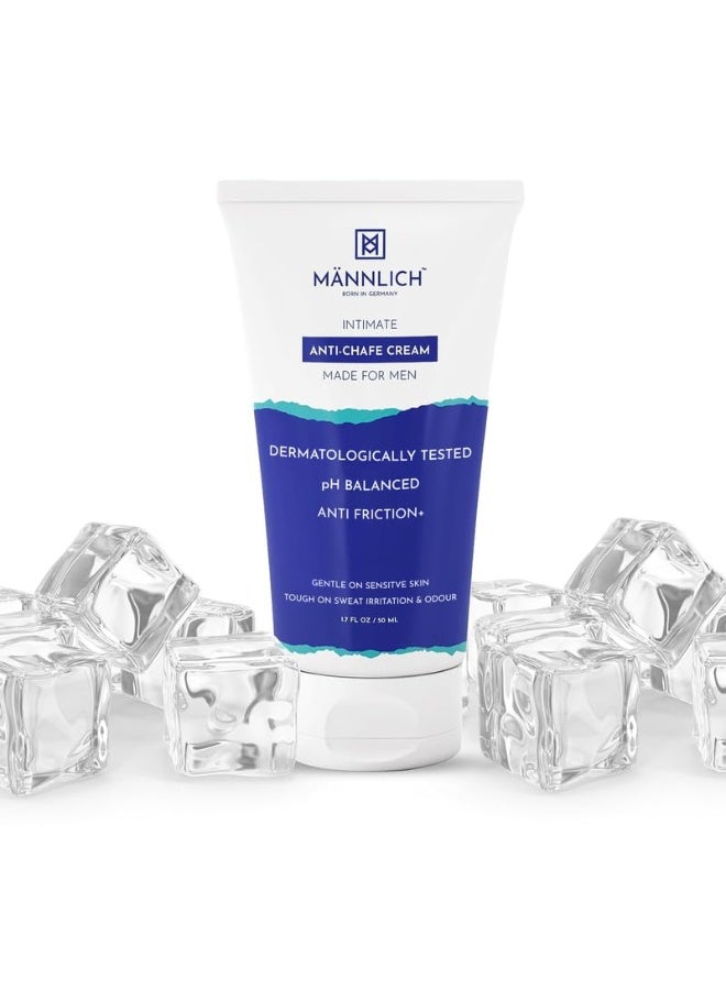 Mannlich Anti Chafing Cream For Men, Anti-Rash Cream For Intimate Areas, Reduces Inner Thigh Rashes From Sports And Fitness Activities, Odor, Irritation & Rashes|Dermatologically Tested|50Ml - Image 1