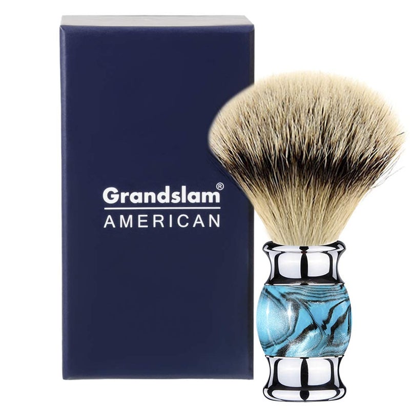 Grandslam Finest Badger Shaving Brush with Resin Handle- Engineered for the Best Shave of Your Life (Blue) - Image 1