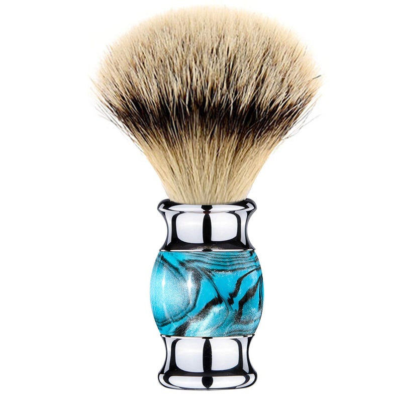 Grandslam Finest Badger Shaving Brush with Resin Handle- Engineered for the Best Shave of Your Life (Blue) - Image 5