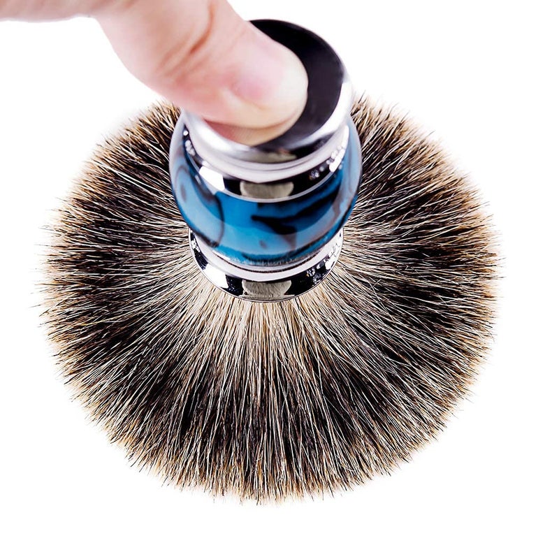Grandslam Finest Badger Shaving Brush with Resin Handle- Engineered for the Best Shave of Your Life (Blue) - Image 3