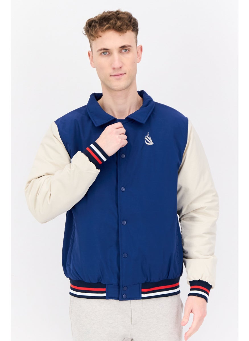 NAUTICA Men Brand Logo Bomber Jacket, Blue  - Image 1