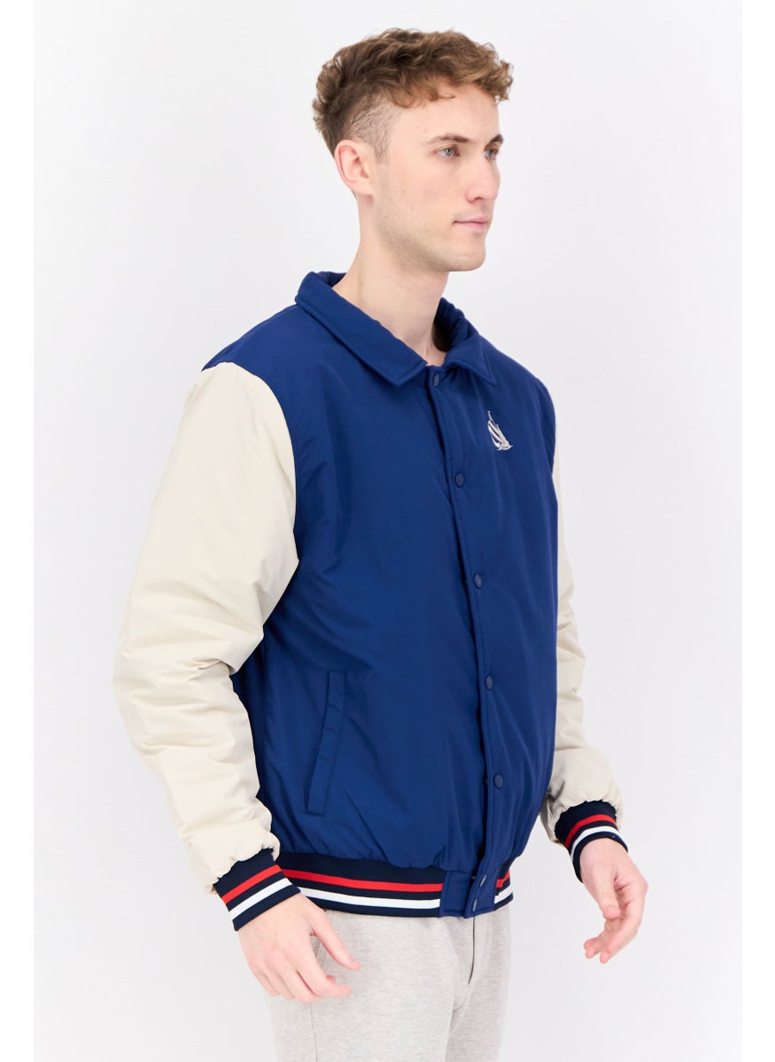 NAUTICA Men Brand Logo Bomber Jacket, Blue  - Image 2