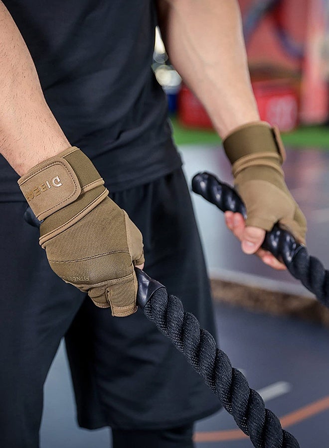 عربست قفازات رفع أثقال للرجال والنساء مع أربطة معصم، مناسبة للتدريب في صالة الألعاب الرياضية، واللياقة البدنية، والتعليق، وتمارين العقلة. تهوية فائقة، وحماية كاملة لراحة اليد. - Image 4