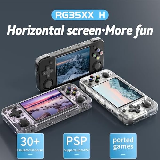 RG35XX H RETRO HANDHELD GAME CONSOLE, 3.5 INCH IPS SCREEN LINUX SYSTEM BUILT-IN 64G TF CARD 5528 GAMES SUPPORT TV OUTPUT (TRANSPARENT PURPLE) - Image 2