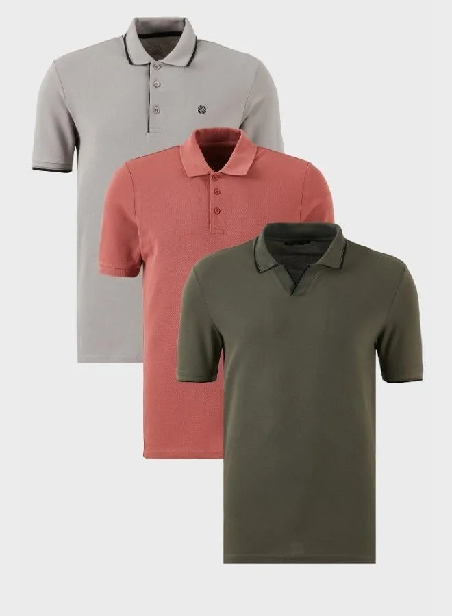 Buratti  Buratti Cotton Regular Fit 3-Pack Polo Collar T-Shirt Men's Polo Collar T-Shirt 59029641827S3 for Men | Best Price UAE