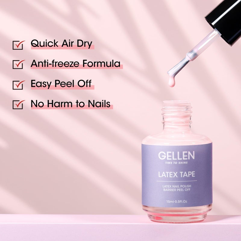 Gellen Liquid Latex for Nails, Peel Off Cuticle Guard for Nail Polish Skin Barrier Protector Nail Art Liquid Latex Tape for Manicure Home Salon 15ml Pink Cuticle Protectors Gifts for Women - Image 5