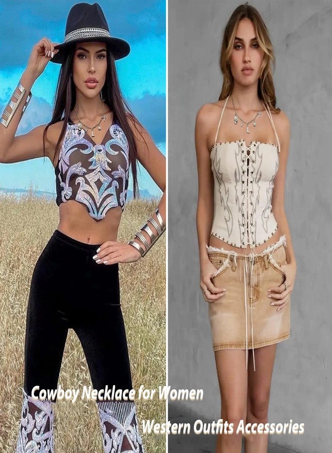 Your Always Charm Gold Charm Necklace for Women Boho Necklaces Western Outfits Cowgirl Accessories Bow Boot Heart Pearl Flower Charms Necklace Gifts Jewelry Trendy 2025 - Image 3