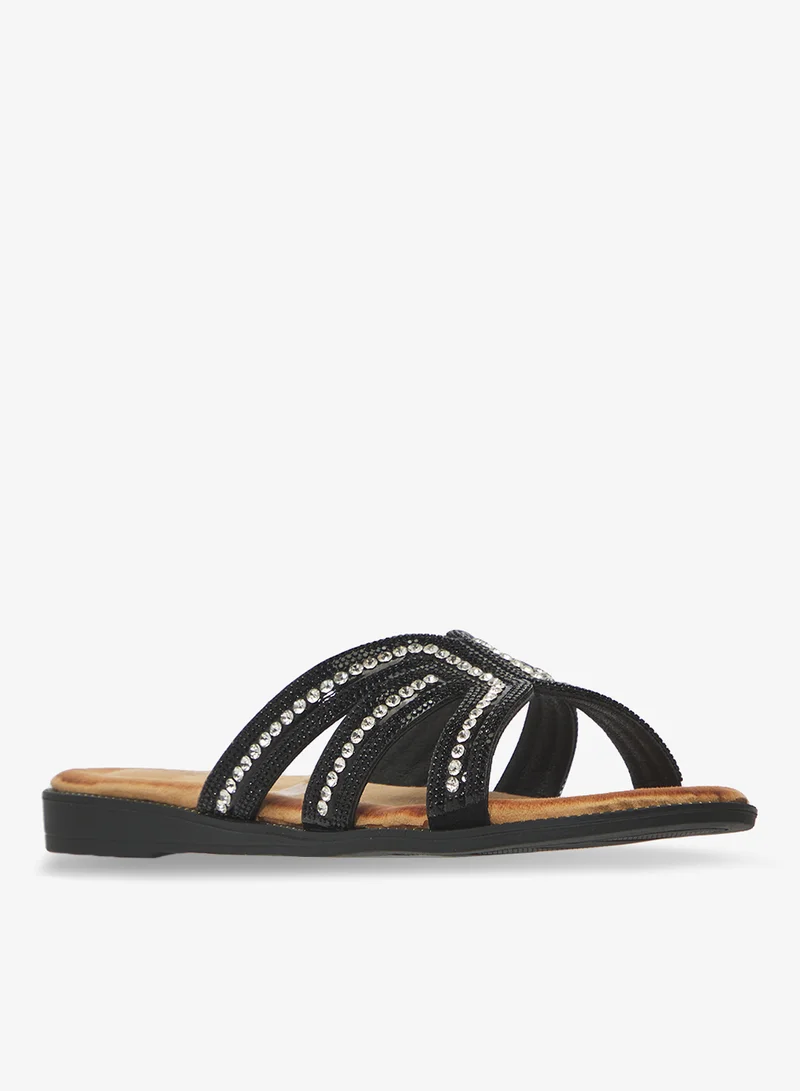 Savannah Collection Diamante Flat Sandal