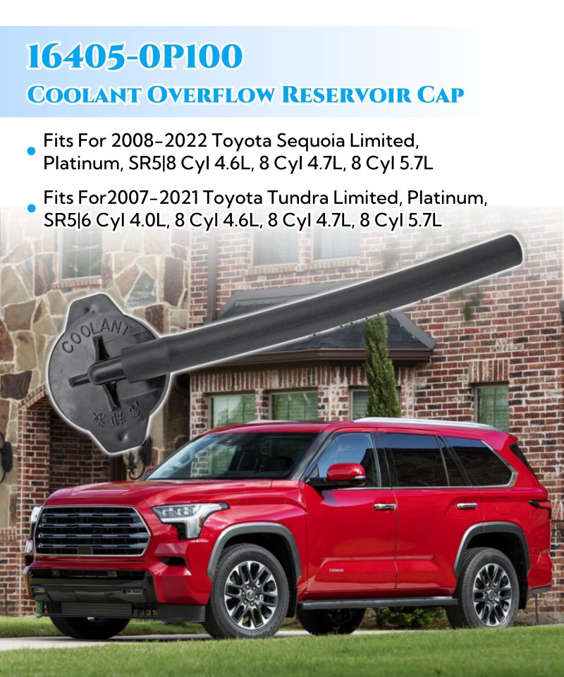 GIBACAD Coolant Overflow Reservoir Cap Fits For Toyota Sequoia 2008-2022 Fits For Tundra 2007-2021,Replace 16405-0P100 - Image 2
