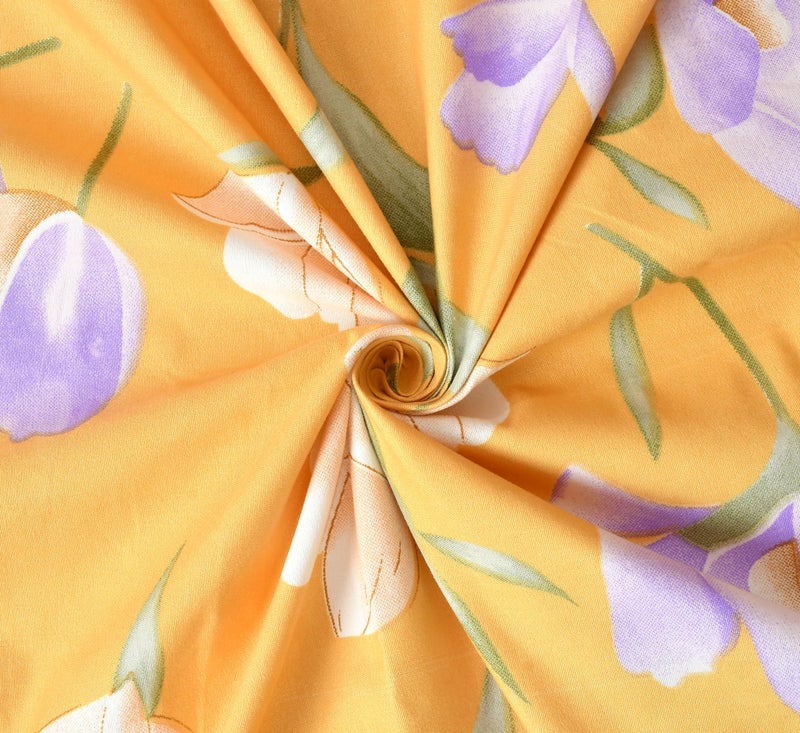 SHOMES Pure Soft Cotton Printed Diwan Set Covers 6 Pieces - 1 Single Bed Sheet (60 X 90) with 3 Cushion (16 X 16), 2 Bolster Covers (16 X 32) - (Yellow, Medium) - Image 4