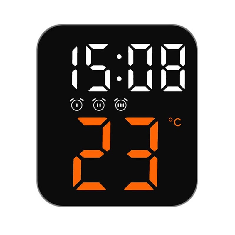Niyam Plastic Electronic Digital Led Alarm Clock With Temperature Time Display For Home Bedroom Office Black Orange Digit 11X10X4 Cm - Image 1
