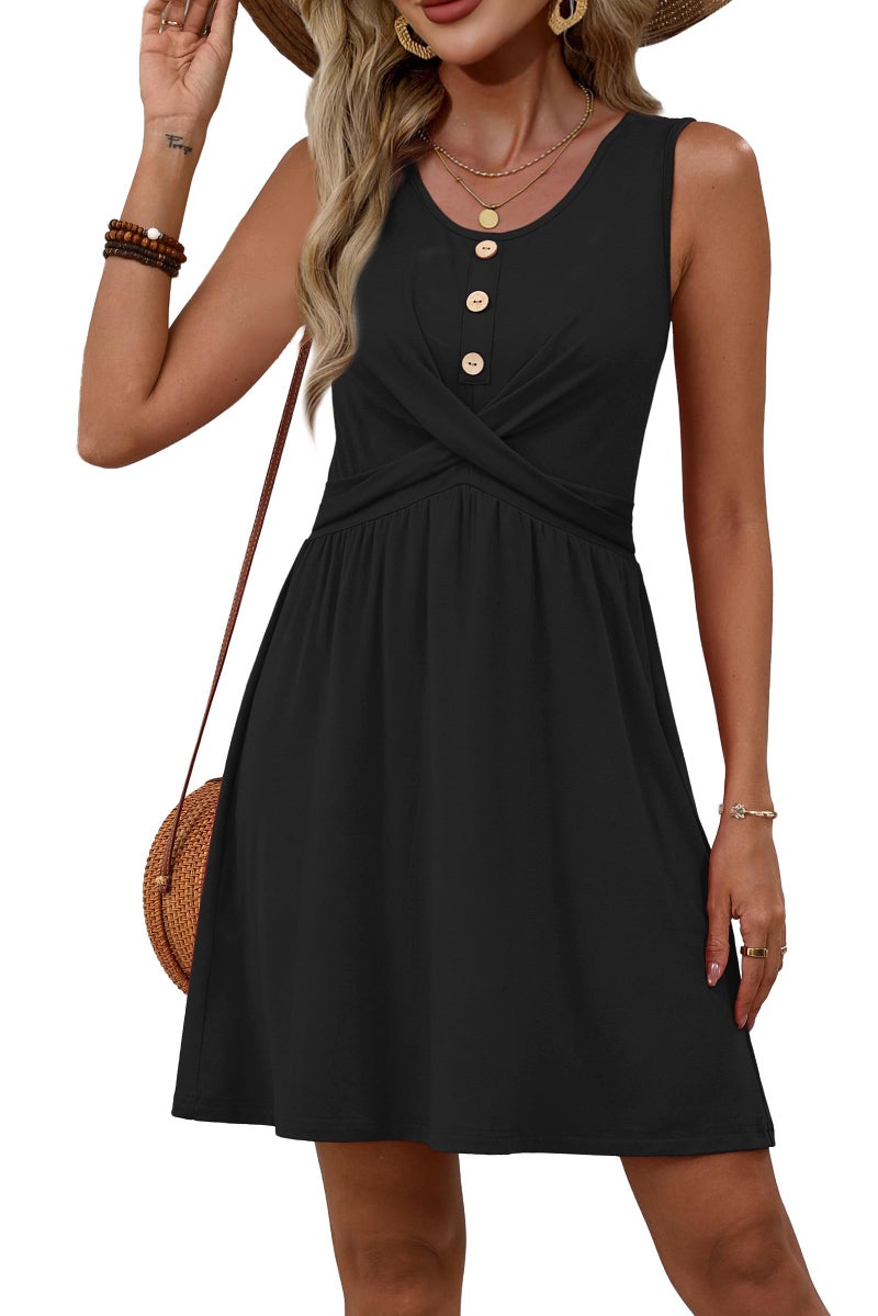 OFEEFAN Dresses for Women Beach Fashion Cocktail Dresses for Women Graduation Wrap Dress Black Prom Dress Babydoll Sundress L - Image 3