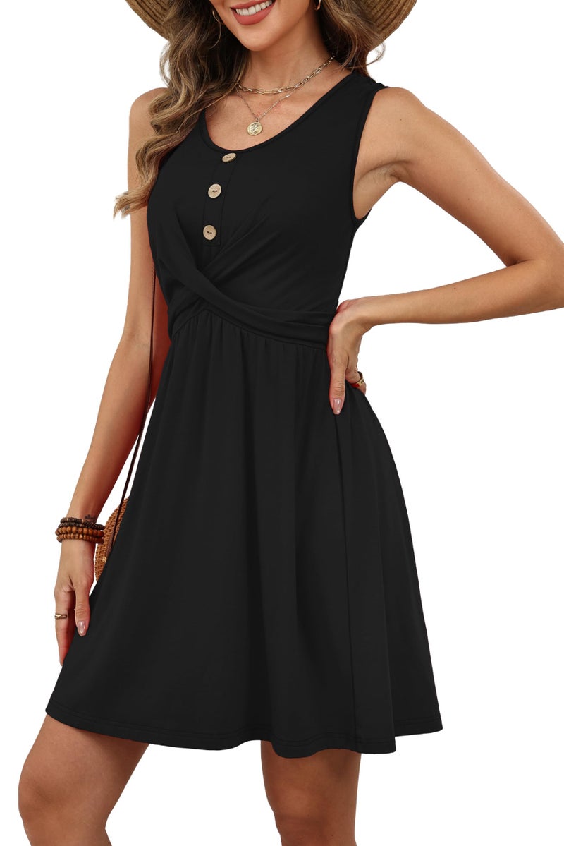 OFEEFAN Dresses for Women Beach Fashion Cocktail Dresses for Women Graduation Wrap Dress Black Prom Dress Babydoll Sundress L - Image 4