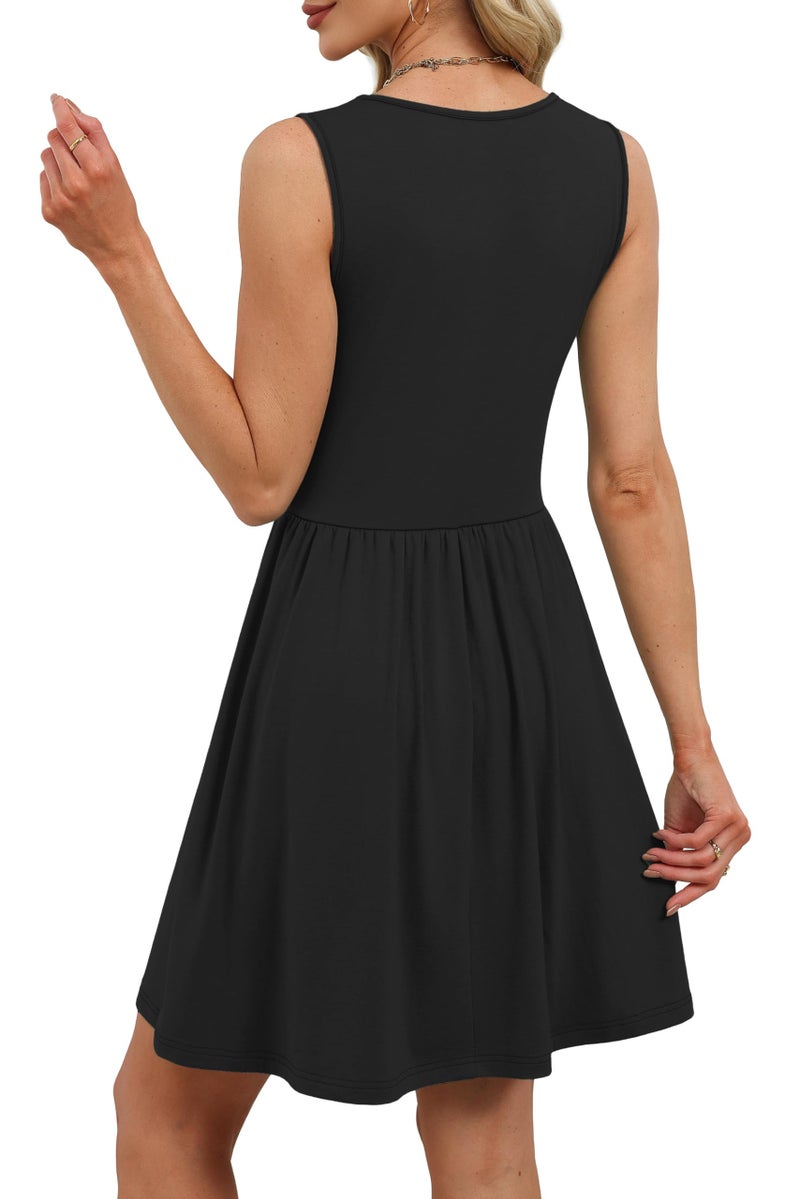 OFEEFAN Dresses for Women Beach Fashion Cocktail Dresses for Women Graduation Wrap Dress Black Prom Dress Babydoll Sundress L - Image 5
