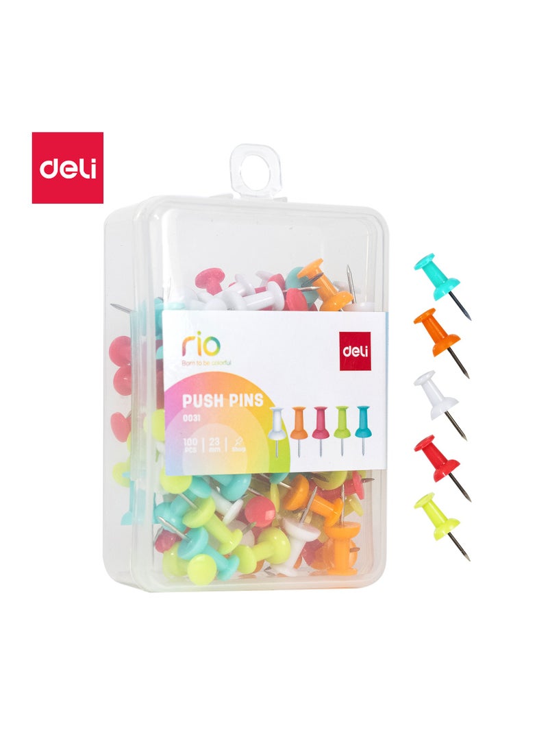 Deli E0030 Push Pins - 23mm, 1", Silver - Image 1