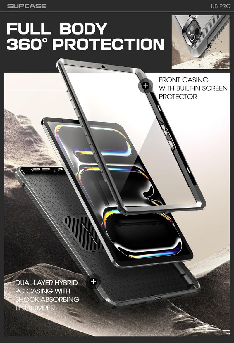 SupCase For Ipad Pro 13 Inch Case M4 2024 7Th Generation With Pencil Holder Unicorn Beetle Pro , Built-In Screen Protector & Stand Full-Body Rugged Cover For Ipad Pro 13 Inch M4 2024 7Th Gen, Black - Image 5