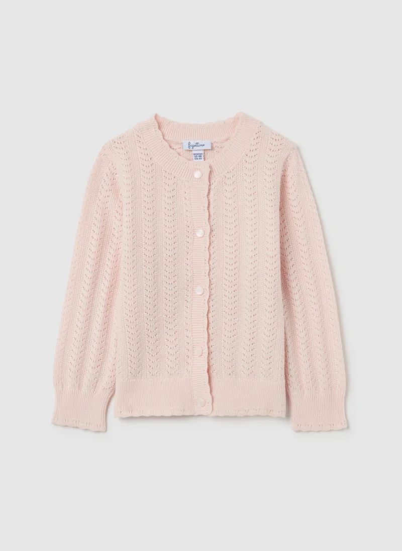 او في اس Cardigan In Pointelle Cotton