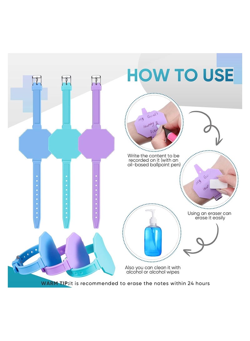 KASTWAVE Silicone Memo Wrist Band, Reusable Erasable Notepad in Watch Shape, Wearable to Do List Silicone Notepad Wrist Band for Veterinarian Nurse, Turquoise, Lilac, Blue, 9 Pcs - Image 4