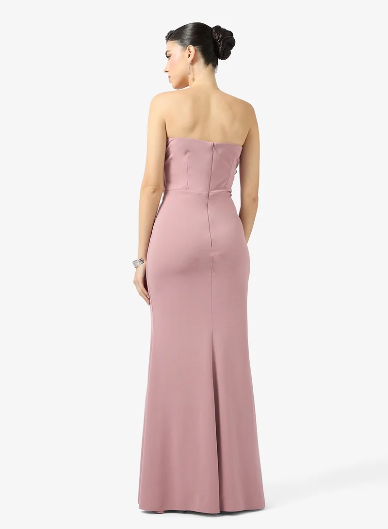 Namshi x Off Shoulder 3D Floral Detail A Line Gown