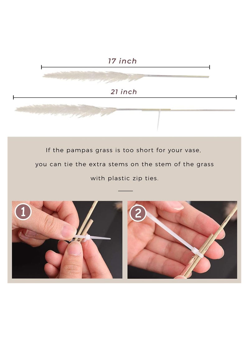 SYOSI Natural Dried Pampas Grass, Boho Decor Fluffy White Pompous Grass Large Reed Bunny Tail Wheat Stalk Decorative Plumes Italian Ruscus Solidago Goldenrod Flower Bouquet - Image 5