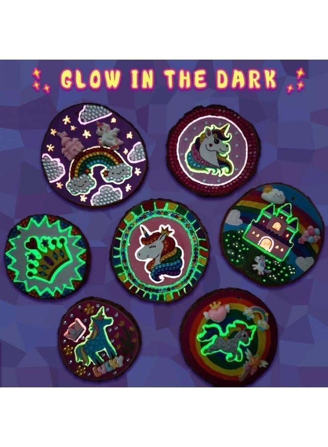 بيوينتي DIY Unicorn Themed Glow in The Dark Wooden Painting Kit - الفنون والحرف اليدوية للأطفال والفتيات الأعمار 5-12 - أنشطة الحرف اليدوية شرائح الخشب - ألعاب الفن Unicorn - هدايا البنات وهدايا رمضان - Image 3