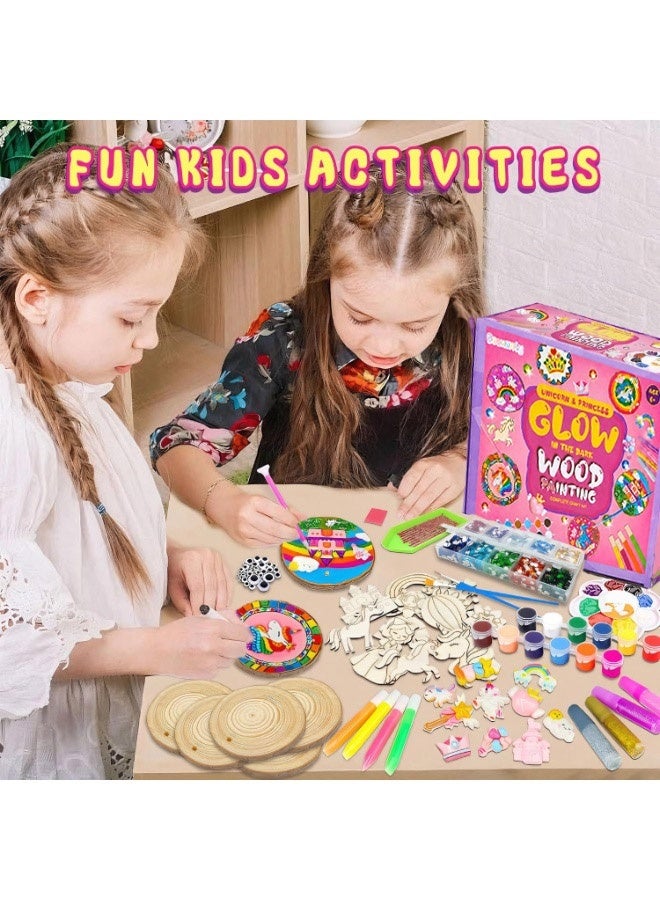 بيوينتي DIY Unicorn Themed Glow in The Dark Wooden Painting Kit - الفنون والحرف اليدوية للأطفال والفتيات الأعمار 5-12 - أنشطة الحرف اليدوية شرائح الخشب - ألعاب الفن Unicorn - هدايا البنات وهدايا رمضان - Image 5