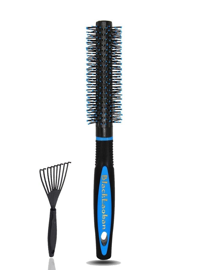 BlackLaoban Round Hair Brush With Brush Cleaner Tool for Blow Drying, Styling, Curling, Straighten with Soft Nylon Bristles for Short or Medium Curly Hairs for Women & Men (Blue) - Image 1