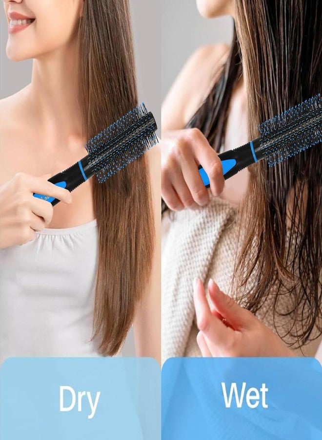 BlackLaoban Round Hair Brush With Brush Cleaner Tool for Blow Drying, Styling, Curling, Straighten with Soft Nylon Bristles for Short or Medium Curly Hairs for Women & Men (Blue) - Image 2