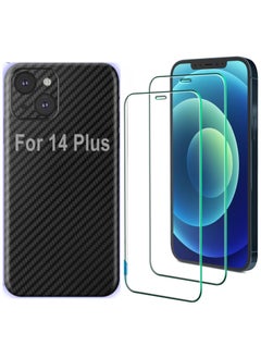 SARAOONT iPhone 14 Plus 1 Piece Carbon Fiber Skin Wrap and 2 Piece 10H Screen Protectors  - Image 1