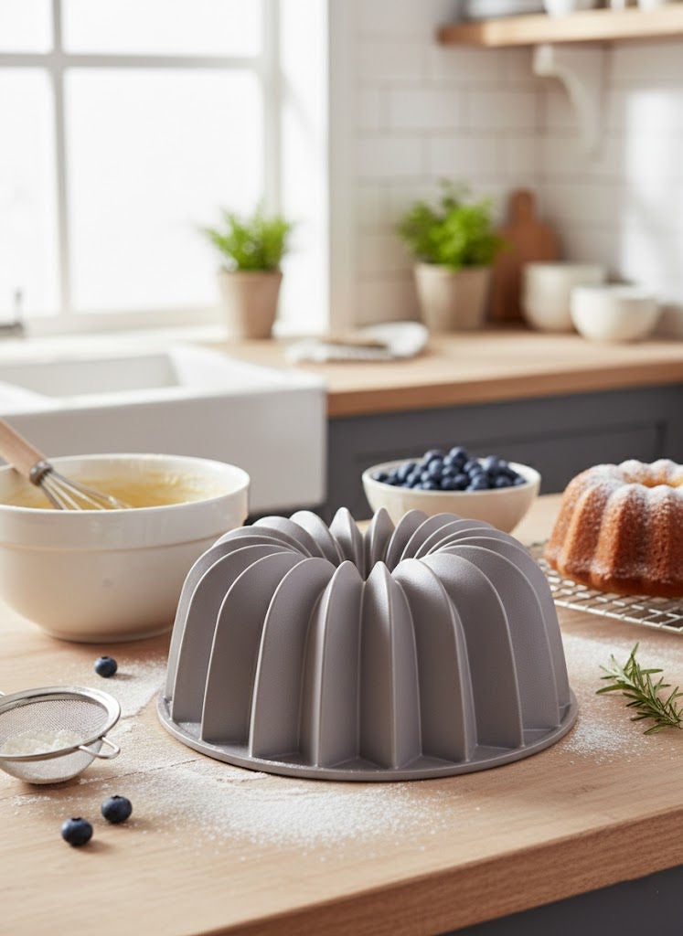 PROCILA Aluminium Granite Non-Stick French Wreath Mould Pan Grey 24cm - Image 1