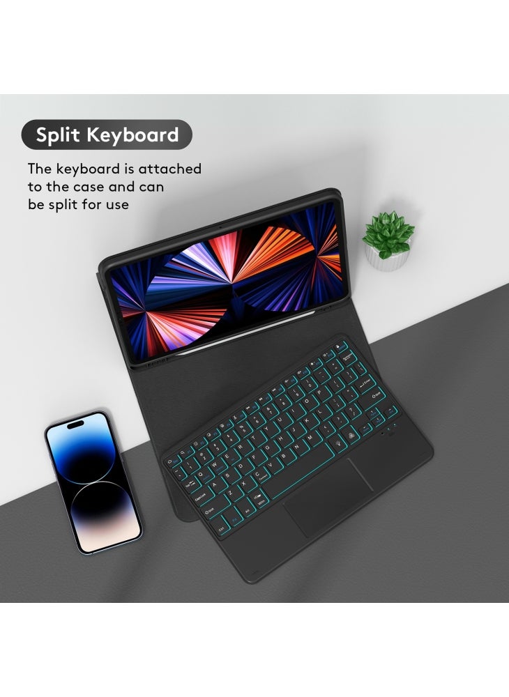 SK-P610D for Samsung Galaxy Tab S6 Lite (2024)/S6 Lite (2022)/S6 Lite (2020) P613 P619 Leather Cover with Backlit Keyboard - Black - Image 2