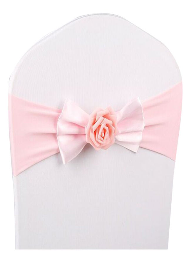 NIBEMINENT Chair Sash Bow Elastic Back Tie Bands for Wedding/Party/Ceremony/Banquet Pink