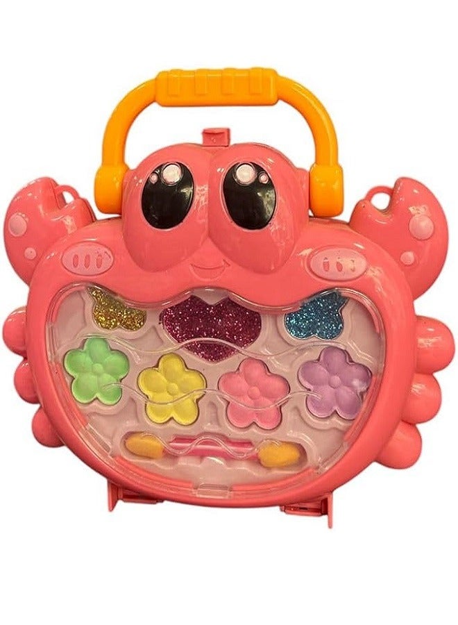 Kids makeup toys set for girls, washable pretend makeup set,Baby crab makeup handbag, real safe and non-toxic makeup toys for 3 years old (Pink) - Image 1