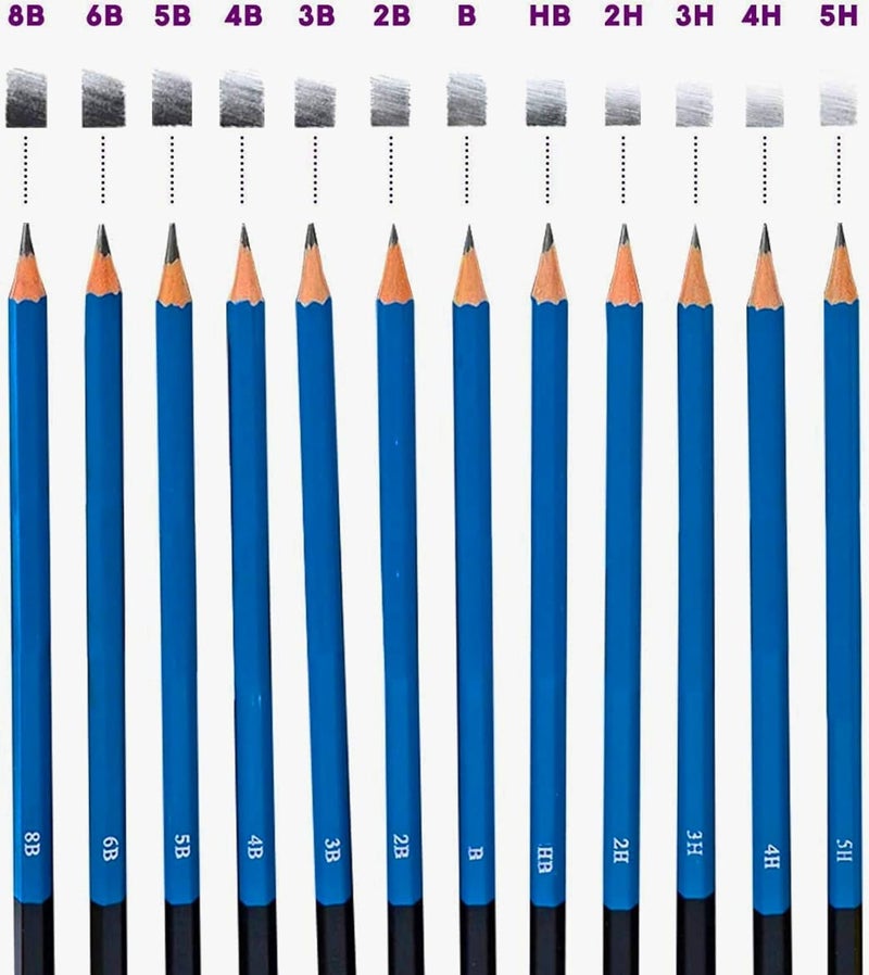 Corslet 72 Pcs Art Pencil Sketch Kit Drawing for Artists Kit Graphite Colored Charcoal Sketch Book Stumps Eraser Sketching Kit for Artist Drawing - Image 5