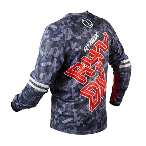 Rynox Fusion Neo Offroad Jersey | Mesh V-Shaped Collar Motocross Jersey with Active Ventilation - Grey Red Medium - Image 2