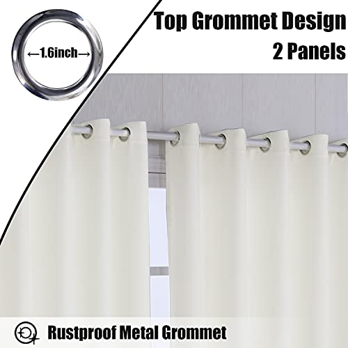 BONZER Waterproof Indoor/Outdoor Curtains for Patio - Thermal Insulated, Sun Blocking Grommet Blackout Curtains for Bedroom, Porch, Living Room, Pergola, Cabana, 2 Panels, 52 x 95 inch, Vanilla - Image 4