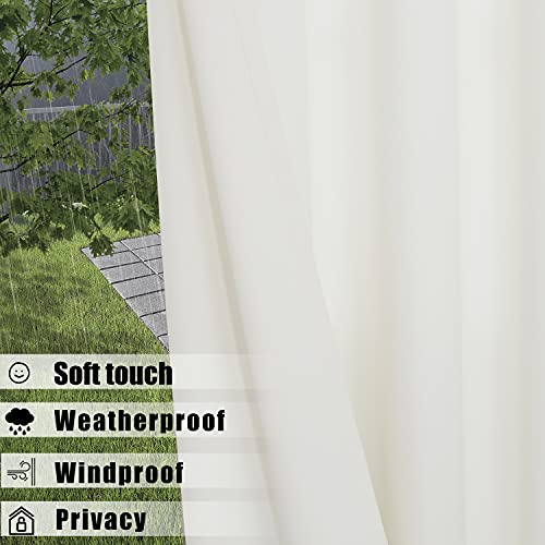 BONZER Waterproof Indoor/Outdoor Curtains for Patio - Thermal Insulated, Sun Blocking Grommet Blackout Curtains for Bedroom, Porch, Living Room, Pergola, Cabana, 2 Panels, 52 x 95 inch, Vanilla - Image 3