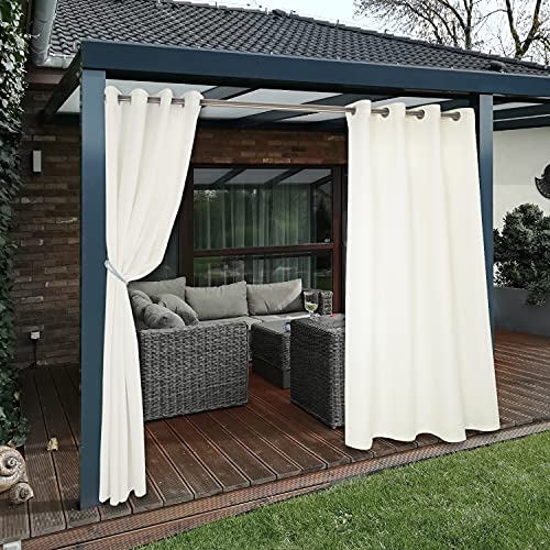 BONZER Waterproof Indoor/Outdoor Curtains for Patio - Thermal Insulated, Sun Blocking Grommet Blackout Curtains for Bedroom, Porch, Living Room, Pergola, Cabana, 2 Panels, 52 x 95 inch, Vanilla - Image 5