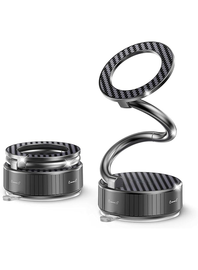 Green Tiger Car Phone Holder Compatible with MagSafe, Vacuum Magnetic Phone Mount with Suction Cup - Extra-Long Metal Arm and 360° Adjustable Car Phone Mount, Suitable for All Smartphones and All Vehicle Models