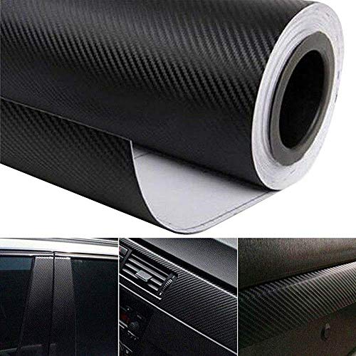 Raushik Black 3D Carbon Fiber Vinyl Film Car Sticker Waterproof Car Styling Wrap Auto Vehicle Detailing Accessories Motorcycle, 12x24 Inch Roll - Image 2