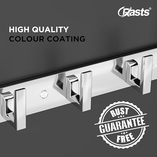 Crasts Aluminium Stainless Steel Cloth Hanger Wall Mounted with 6 Hooks for Bathroom/Kitchen,Door - Cloth Hanger/Towel Hanger/Keys Holder (2, Sliver) - Image 4