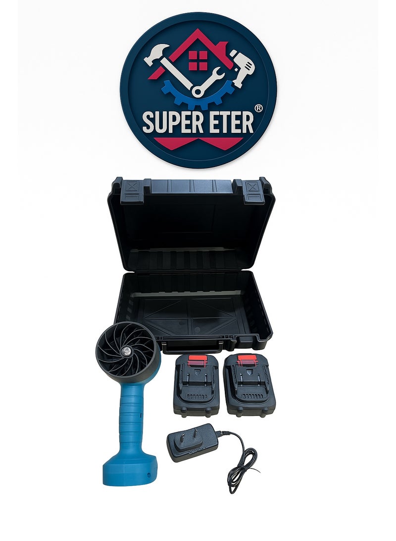 سوبر  ايتير منفاخ هواء لاسلكي احترافي 48V من SUPER ETER – موديل 10006387 – مزوّد ببطاريتين ليثيوم 48V + شاحن + حقيبة تخزين قوية – تصميم محمول بقوة دفع عالية لتنظيف الورش والسيارات والمعدات - Image 4