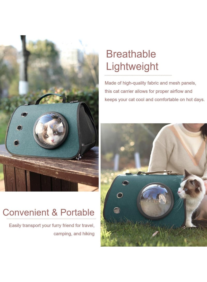 Cat Carrier - Portable Handbag for Travel with Bubble Window & Shoulder Strap - Ensures Comfortable Transport for Your Feline Companion (Green) - Image 4