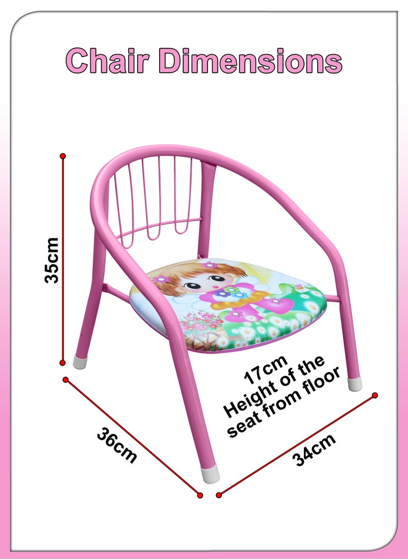 DBLEW Cute Design Baby Sitting Chairs Children Toddler Metal Frame Arm Outdoor With Squeak Pomp Pomp Sound For Study And Playing At Home Or School Strong Frame Kids Furniture Broad Wide Seating Boys Girls  - Image 3