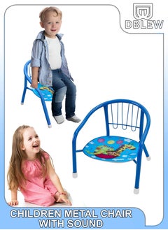 DBLEW Cute Design Baby Sitting Chairs Children Toddler Metal Frame Arm Outdoor With Squeak Pomp Pomp Sound For Study And Playing At Home Or School Strong Frame Kids Furniture Broad Wide Seating Boys Girls  - Image 1